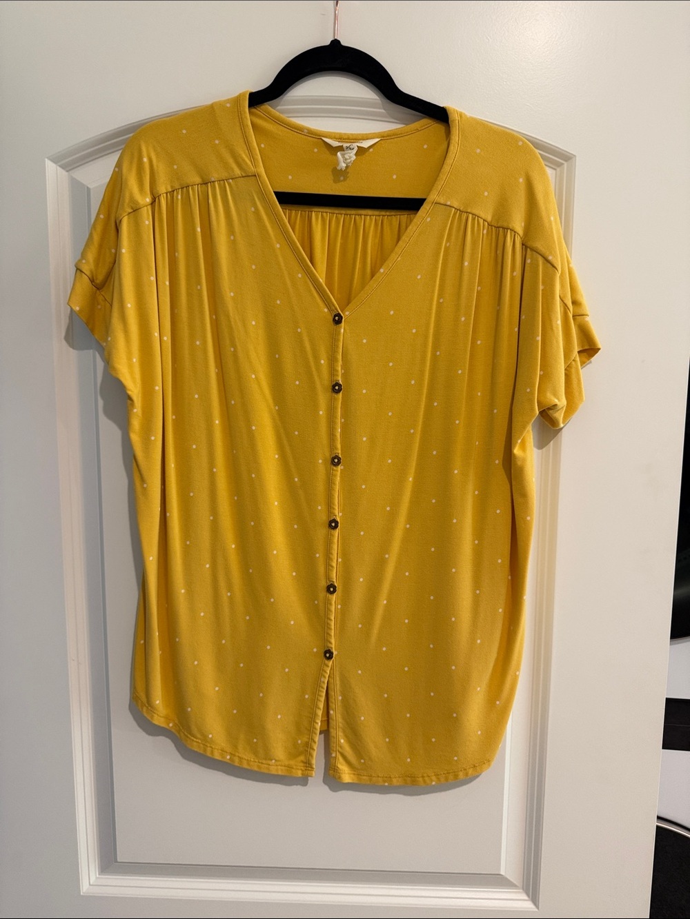 Matilda Jane Mustard Yellow Button-Down Short Sleeve Top